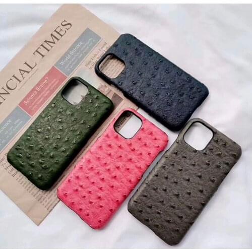 Luxury vintage Ostrich Skin Case For iphone XR XS Max 8 7 6 6S plus Fashion Brand PU Leather Back Cover For iphone 11 11Pro Max