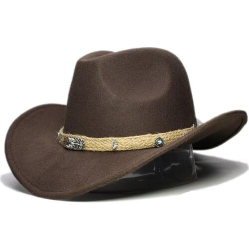 Women Men Retro Beige Scorpion Knitted Band Wool Wide Brim Cowboy Western Hat Cowgirl Bowler Formal Cap Big Large Plus Size 61cm