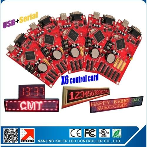 Kaler LED sign control card moving text USB & Serial port LED display controller KALER X6 support 96*9999pixel