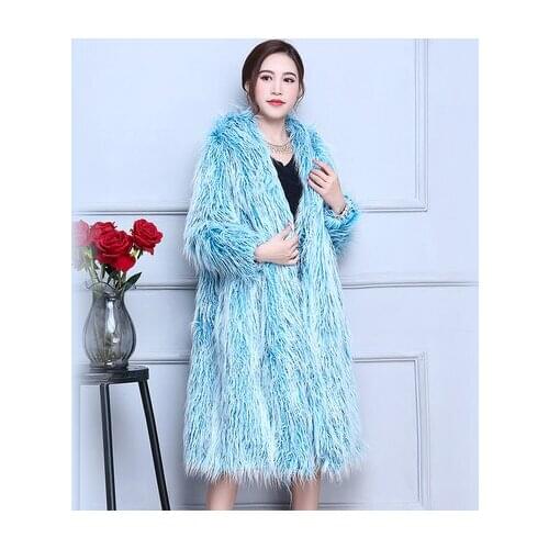 Top brand Long hooded Women Long sleeve Faux Fox Fur Coat N90 high quality