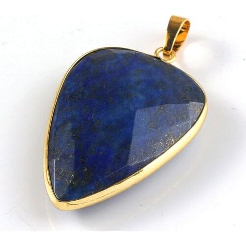 Trendy-beads Popular Silver Plated Geometric Shape Lapis Lazuli Pendant Personalized Jewelry