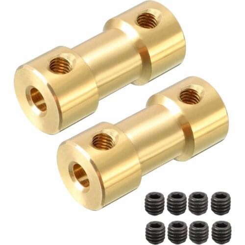 UXCELL 2PCS M3 Thread 3x3mm Shaft Coupler Connector Adapter Gold Tone for RC Model Motor L20XD9 Airplane Boat Model