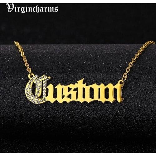 Custom Fashion Crystal Zircon Letter Pendant Name Stainless Steel Necklaces for Women Pendant Personalise Necklace Jewelry Gifts