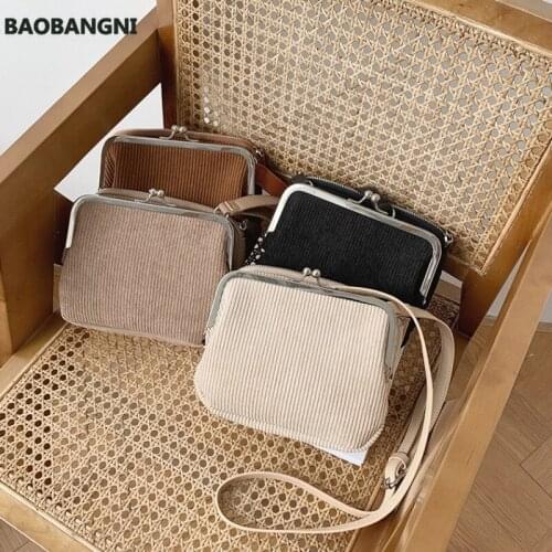 Fashion clip shell women shoulder bags designer handbags retro corduroy crossbody bag female small purses clutches winter