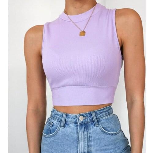 Womens Vest Y2K Summer Cotton Solid Color Round Neck Pullover Backless Cross Strap Females Top Sweet and Slim Sleeveless