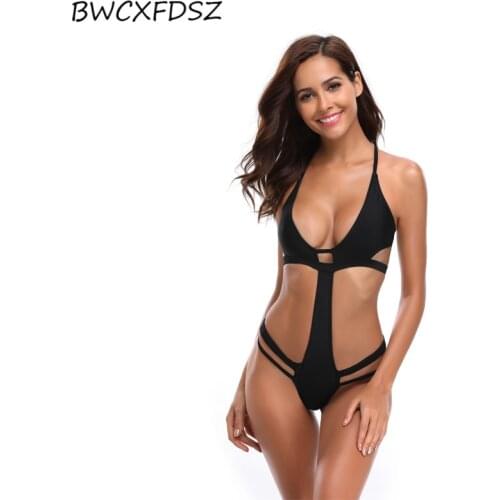 BWCXFDSZ One Piece Swimsuit Swimwear Beach Swim Wear Women Triquini Trikini Solid Color Bandage Swimming Bathing Suit Monokini