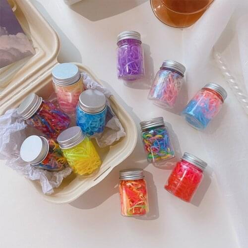 100pcs.pack Cute Candy Color Rubber Bands Kawaii Hair Bands for Kids