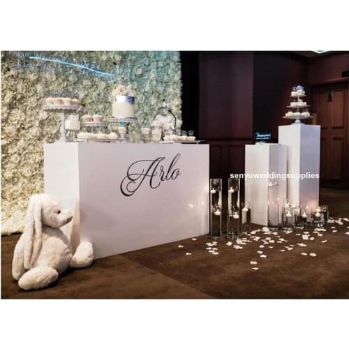 3pcs/set)NO bigges table )New Wedding white mental backdrop mental square Cylinder Plinth white acrylic display plinth