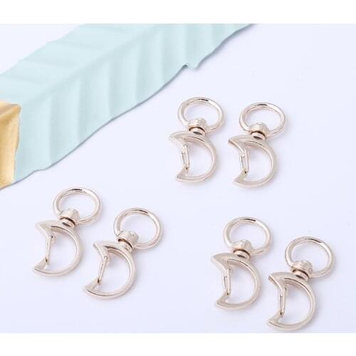 5Pcs Gold Rotating Moon Lobster Clasp Hook Keychain Metal Tag Quick Clips For Keychain Pet DIY Handmade Tag Quick Clips
