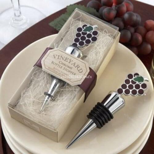50pcs "Vineyard Select" Wine Stoppers Enamel And Chrome Bottle Stopper Creative Gifts Wedding Favors