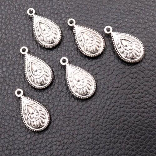 8pcs/lot Silver Plated Water Drop Charm Metal Pendants DIY Necklaces Bracelets Jewelry Handicraft Accessories 23*13mm