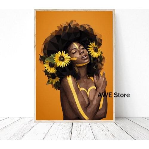 Africa Sexy Queen Black Woman Poster And Print Wall Art Abstract Canvas Painting Print Wall Pictures For Living Room Club