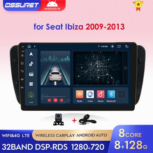 Android10 Car GPS Radio For Seat Ibiza 2009 2010 2012 2013 Navigation 2Din Screen Stereo DSP Audio Multimedia Player WIFI BT SWC