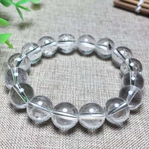 Natural White Crystal Bracelets 11.5mm Round Beads Transparent Ice Fashion Crystal Bracelet Jewelry Amulet Lucky for Women