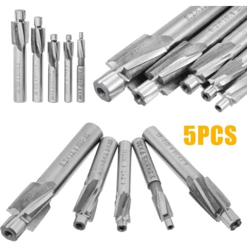 5pc 4 Flute HSS Counterbore End Mill Countersink Milling Cutter Pilot Slotting Drill Bit or Wood Metal Drilling Counterbore Mill