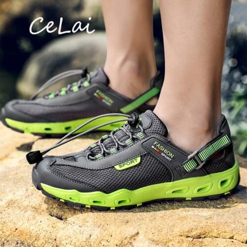 CeLai Summer Fashion Sandals Men Outdoor Mesh Beach Breathable Mens Shoes Luxury Brand Wear Casual Male Shoes Big Size 48 A-031