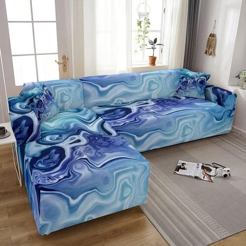 3D Marble Sofa Covers For Living Room Abstract Elastic Sofa Slipcover Sectional Corner Sofa Cover L-shape Couch Cover 1-4 Seat