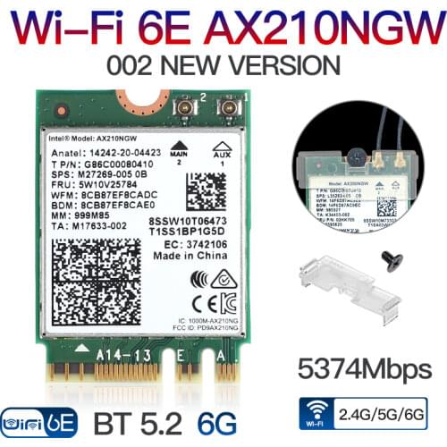 Dual Band Intel AX210 Wireless AX210NGW 2.4Gbps 802.11AX Wireless Wi-Fi 6 AX200 For Intel 8265NGW/9260AC M.2 NGFF Wlan WiFi Card