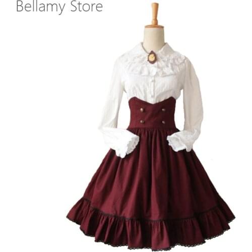 Gothic Lolita Vintage College Style High Waist Fishbone SK