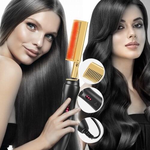 Heating Hot Comb Professional Hair Straightener for wigs Heated Comb Electric Hair styling Comb Curler for women