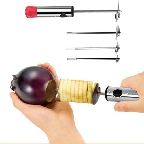 Drill Vegetable Fruit Corer Stainless Steel Tools Making Stuffed Vegetables Easy Grip Core Remover with 4 Blades for Kitchen