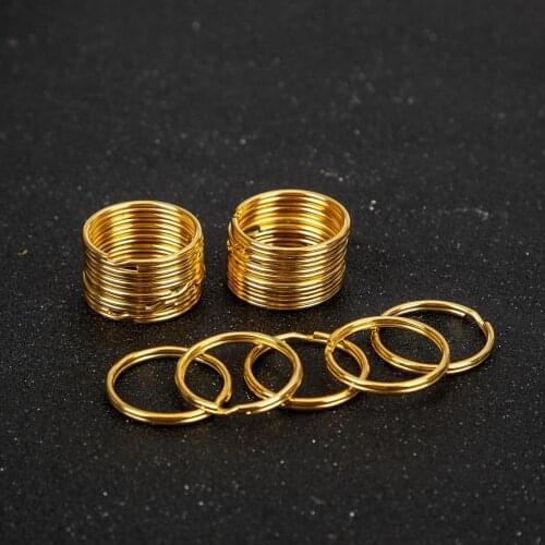 20pcs/lot 25mm Stainless Steel Hole Key Ring Key Chain Rhodium Plated Round Split Keychain