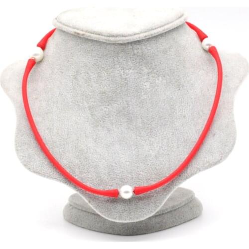 Fashion White Pearl Elastic Chain Necklace 3 Pearls Leather Rope Chain Necklace 7 Colors Rope PN004