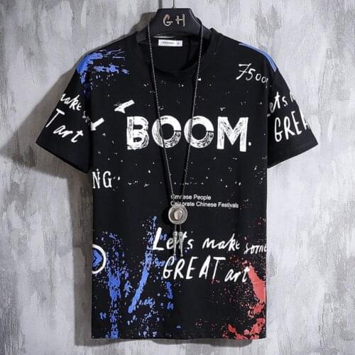 2021 Men T-shirt Hip Hop Boom Printed Summer O-NECK Male Casual tshirt Oversize Rock Hip-Hop Hot Style Plus Size 3XL