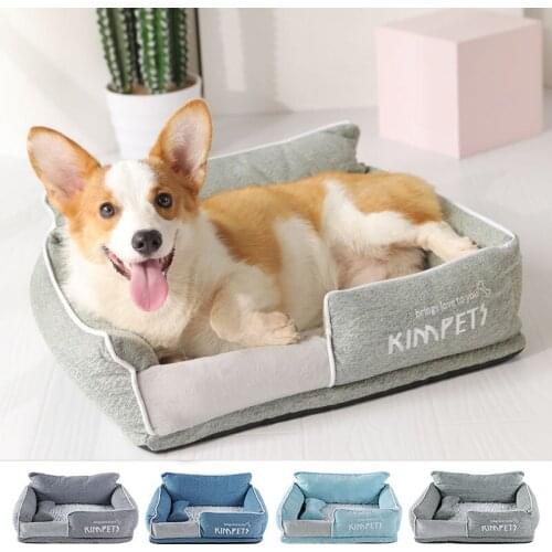 Soft Dog Bed Washable House For Dog Corgi Kennel Winter Warm Removable Oxford Cloth Pet Cotton Nest Square Sponge Cat Kennel