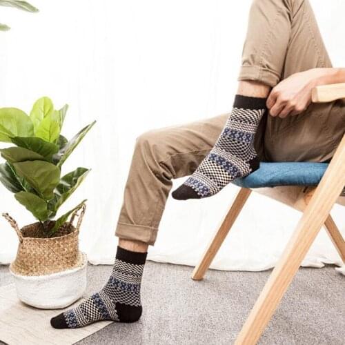 ZZIYEETTM 1 Pair Vintage Men and Women Warm Winter Thick Dress Socks Wool Rabbit Cotton Blend Causal Socks