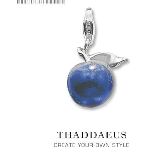 Lovely Blue Enamel Apple Pendant Charm For Women Girls 925 Sterling Silver Pendants For Neck Collier Fashion Jewelry Gift