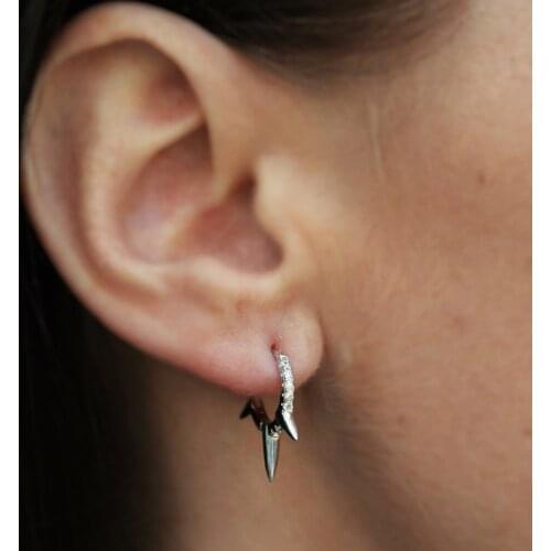 Cz spike charm hoop earring gold color fashion women girl gift 2019 elegant Chic mini hoops wedding engagement tiny earrings