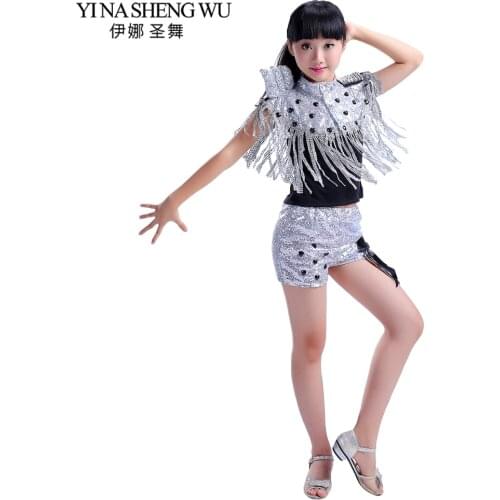 Jazz Dance Clothing Boys Girls Sequins New Children Stage Performance Costumes Sequins Tassel Street Dance Costumes 3pcs Set
