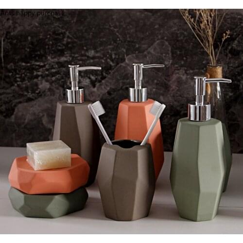 Solid Color Ceramic Bathroom Supplies Bathroom Toiletries Lotion Bottle Soap Bottle Mouth Cup Couple Wash Cup Soap Dish Soap Box