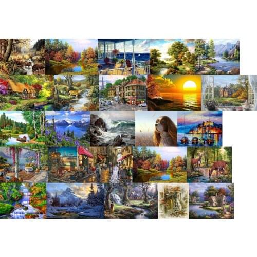 Landscape oil painting statue courtyard cross stitch kit people canvas stitches embroidery DIY handmade needlework