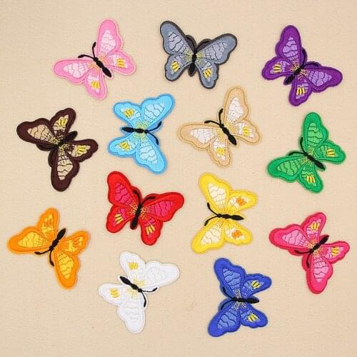 PGY Fine Iron On Patches For Clothing Multicolor Butterfly Full Embroidery Patch Appliques Badge Stickers For Clothes Parches