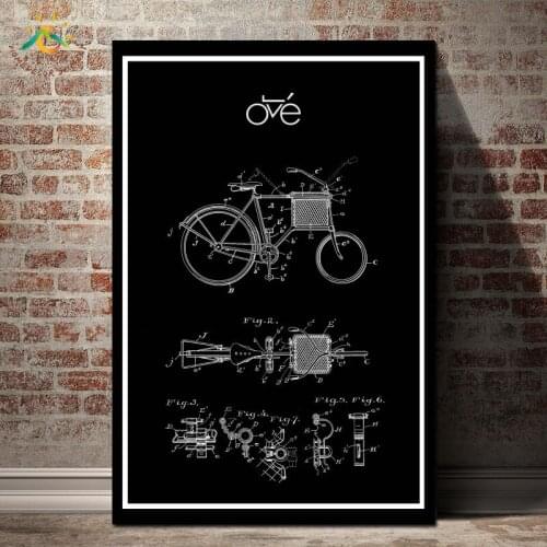 Bicycle poster black and white Modern Canvas Art Prints Poster Wall Painting Home Decoration Wall Art Pictures for Bedroom
