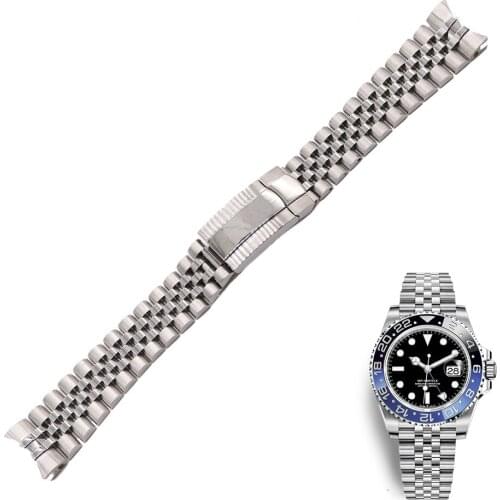 Rolamy 20mm Solid Curved End Screw Links Glide Lock Watch Band For Rolex GMT Master II