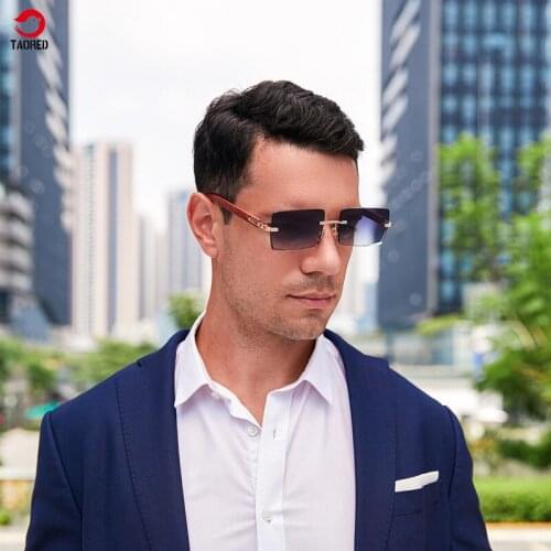 Imitation Wood European and American Diamond Trim Sunglasses Man Outdoor and Woman Trendy Square Frame Fashion Sunglasses TAORED