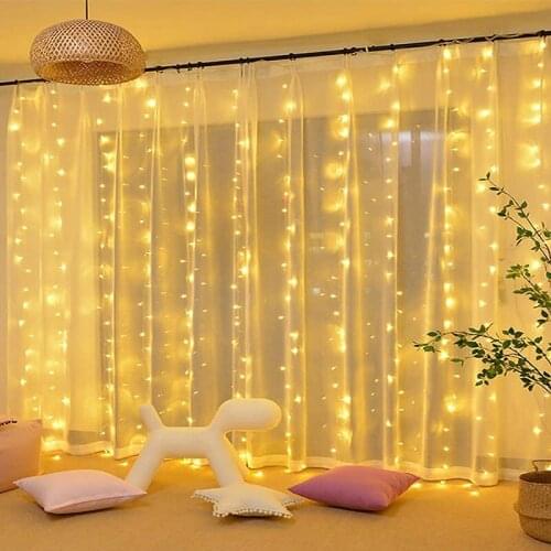 Led Fairy String Hanging Curtain lights Xmas Christmas Wedding Home Garden party Window Twinkle Lighting Decoration-Warm white