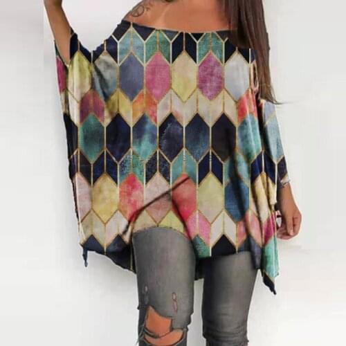 Loose T-shirt Batwing Sleeve Casual Print V-Neck Graphic Tees Women Fashion Clothing Vintage Clothes Woman Harajuku Tops Shirt