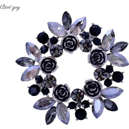 Vintage Black Pin Alloy Rose Brooches for Womens Fashion Jewelry Clothes Scarf Buckle Garment Accessories Zicon Pins Gift