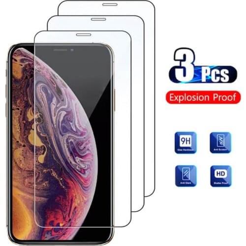 3Pcs Protective Glass For iphone X Xs Xr Xs Max 6 6s 7 8 Plus ScreenProtector aifone X R 6 S Xsmax aiphone 10 Glas iphonex Armor