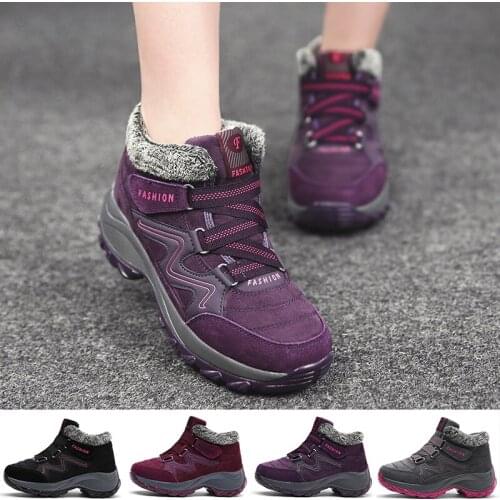 Woman Boots Winter Shoes Skid Resistant Hiking Mountain Boots Climbing Shoes Outdoors Waterproof Warm Fur Snow Boots