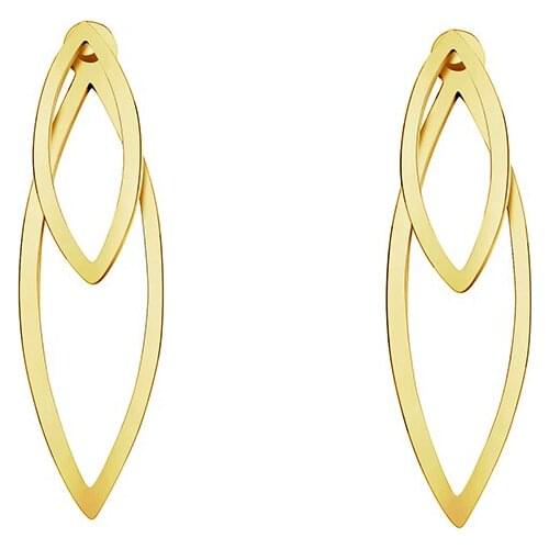 Stylish Double Hollow Leaf Earrings For Women Wedding Bridal Jewelry Stainless Steel Gold Silver Color Brinco Bijoux Pendientes
