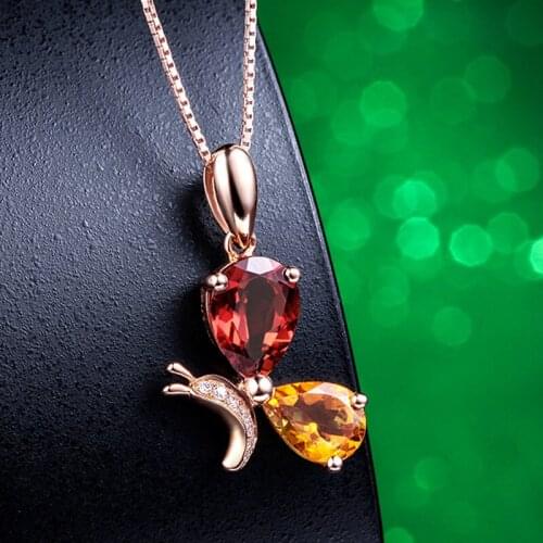 Cute Butterfly Crystal Necklace For Girls Birthday Gift Trendy Rose Gold Chain On Neck Accessories Silver Plated Women Necklaces