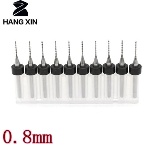 0.8mm 0.85mm 10pcs / set Tungsten Carbide Dremel PCB Drill Walkthrough Wood Hole Router metal drilling cutter