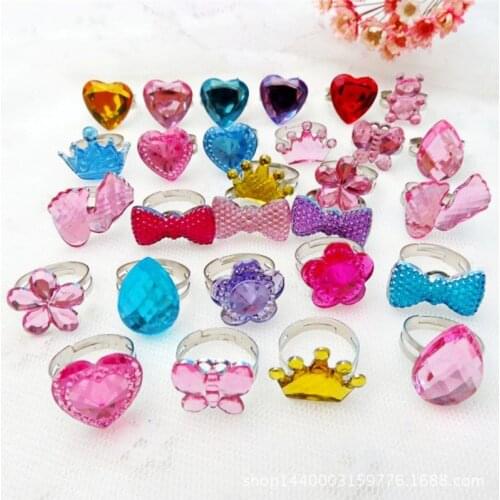 1 BOX Fancy Adjustable Gem Rings Princess Party Favors Kids Girls Gifts Action Figure Toy GXMB