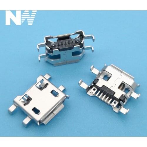 10Pcs Micro Usb Connector 5Pin 0.72Mm Heavy Plate B Type Have Curling Side Female Jack For Mobile Phone Camara Laptop