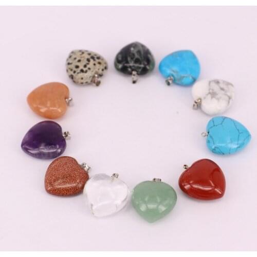 25*25MM heart shape semi-precious pendant for necklace pendant,jewelry making gift for lover free shipping